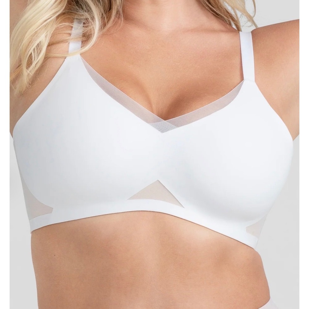 Honeylove Sz Large Astral White Crossover Wireless Bra Removable Pads